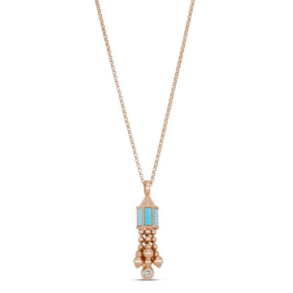 ART DECO NECKLACE WITH TURQUOISE AND DIAMONDS